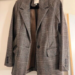Bagatelle Black and Brown Plaid Blazer